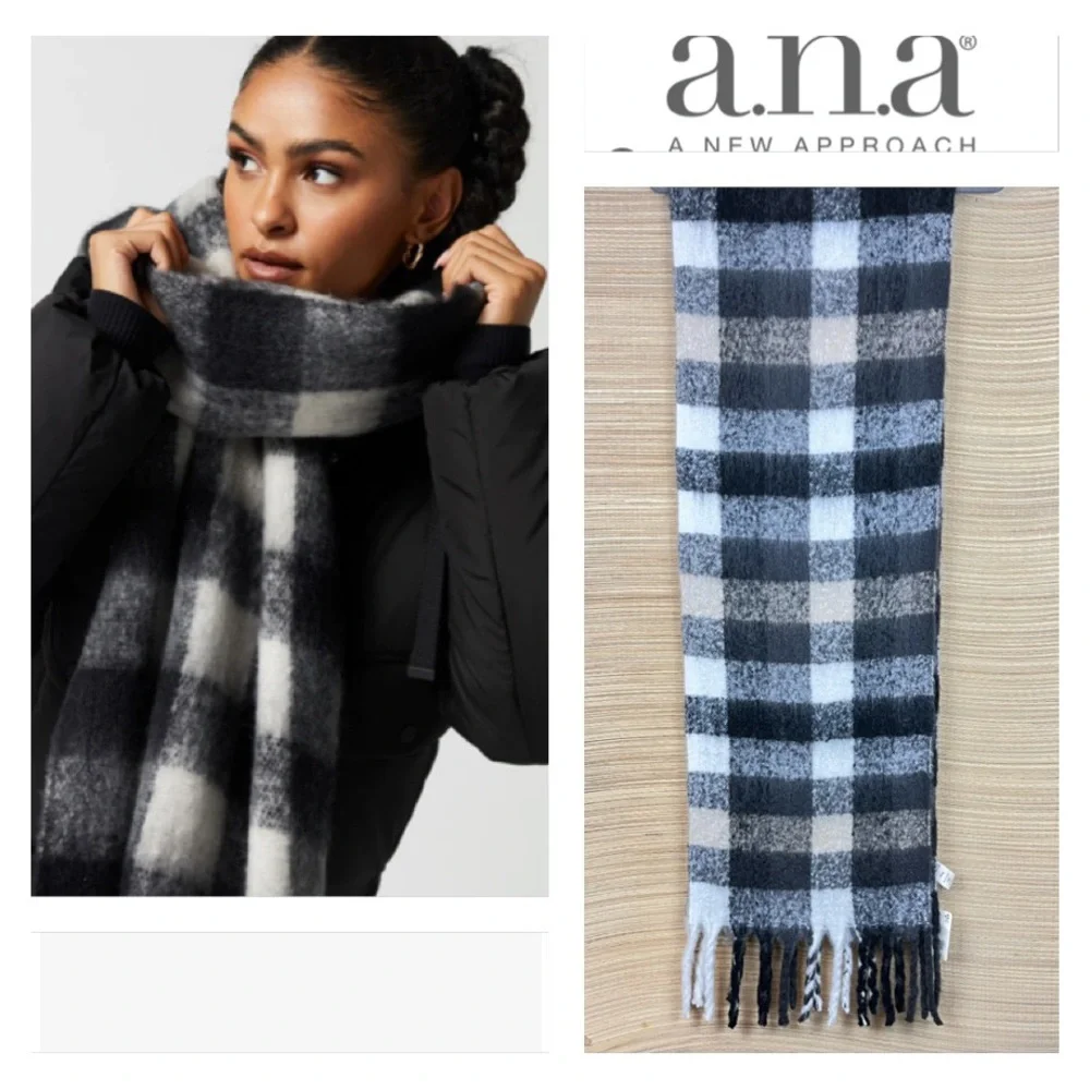 a.n.a. NWT Plush Plaid Brushed Blanket Scarf Wraps